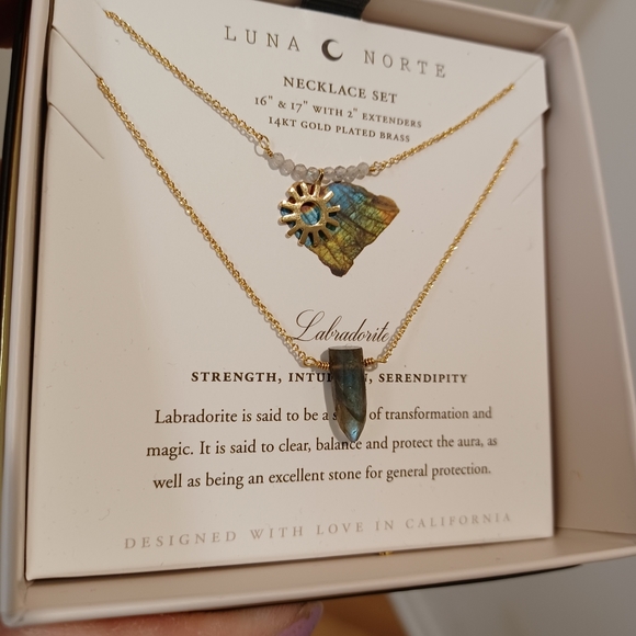 2 Pc Luna Norte gold  plated double Layer Necklace With 14kt gold plated - Picture 3 of 7